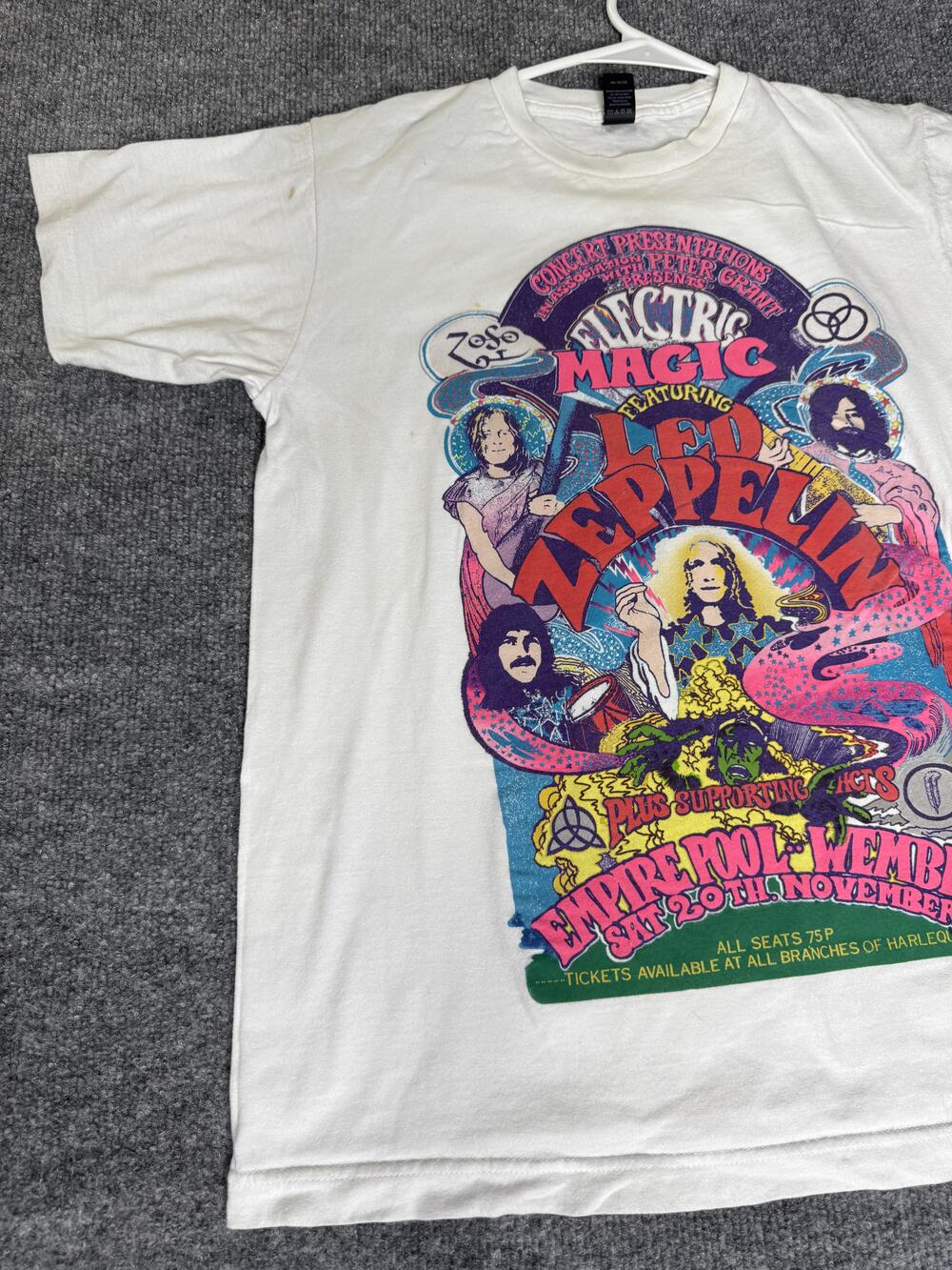 Led Zeppelin Shirt Mens Medium White Tultex Electric Magic Concert Graphic Tee - Picture 2 of 15